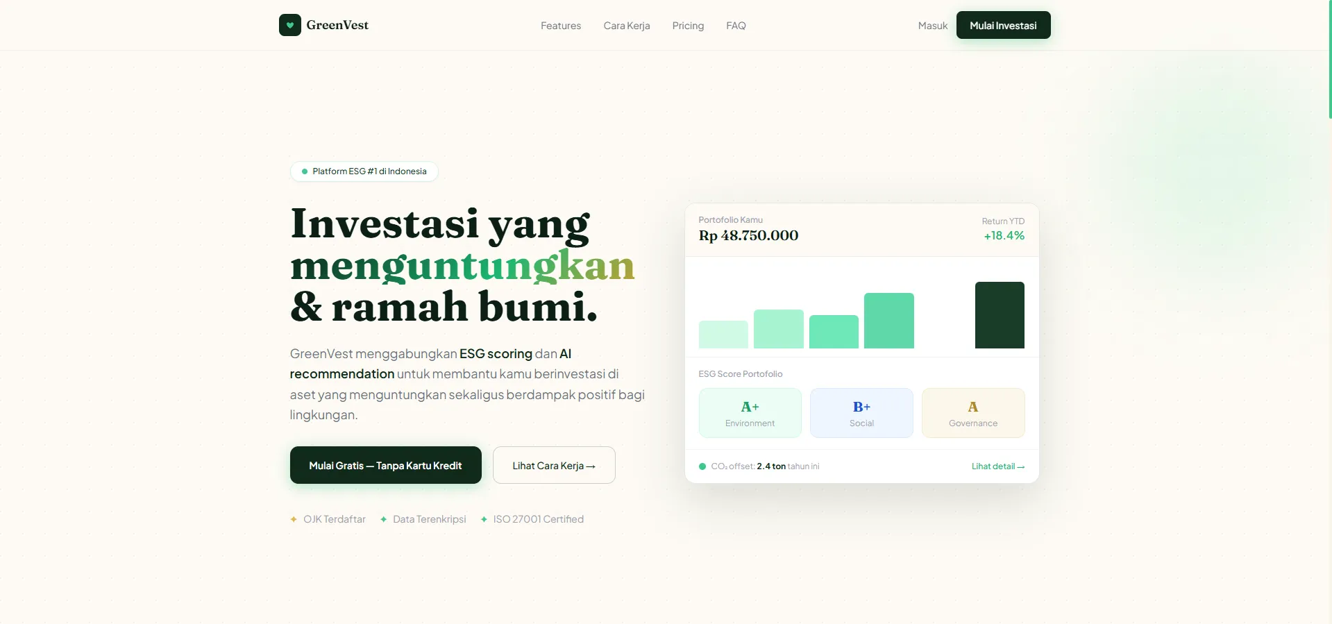 GreenVest — ESG Investment Platform Landing Page